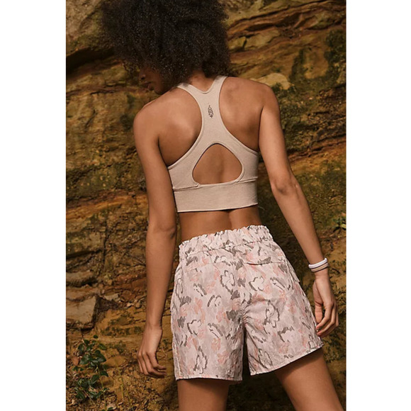 Free People Movement Way Home Short Womens Small‎ Ivory Combo Pink Gray Athletic - Picture 13 of 14